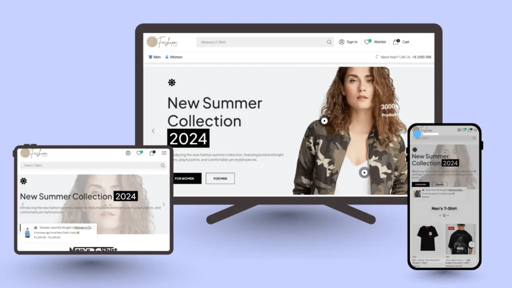 eCommerce website design example for fashion store