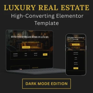 Luxury Real Estate Landing Page - Elementor Template (Dark Mode)