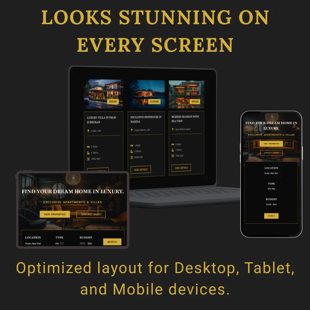 Luxury Real Estate Landing Page - Elementor Template (Dark Mode) - Image 4